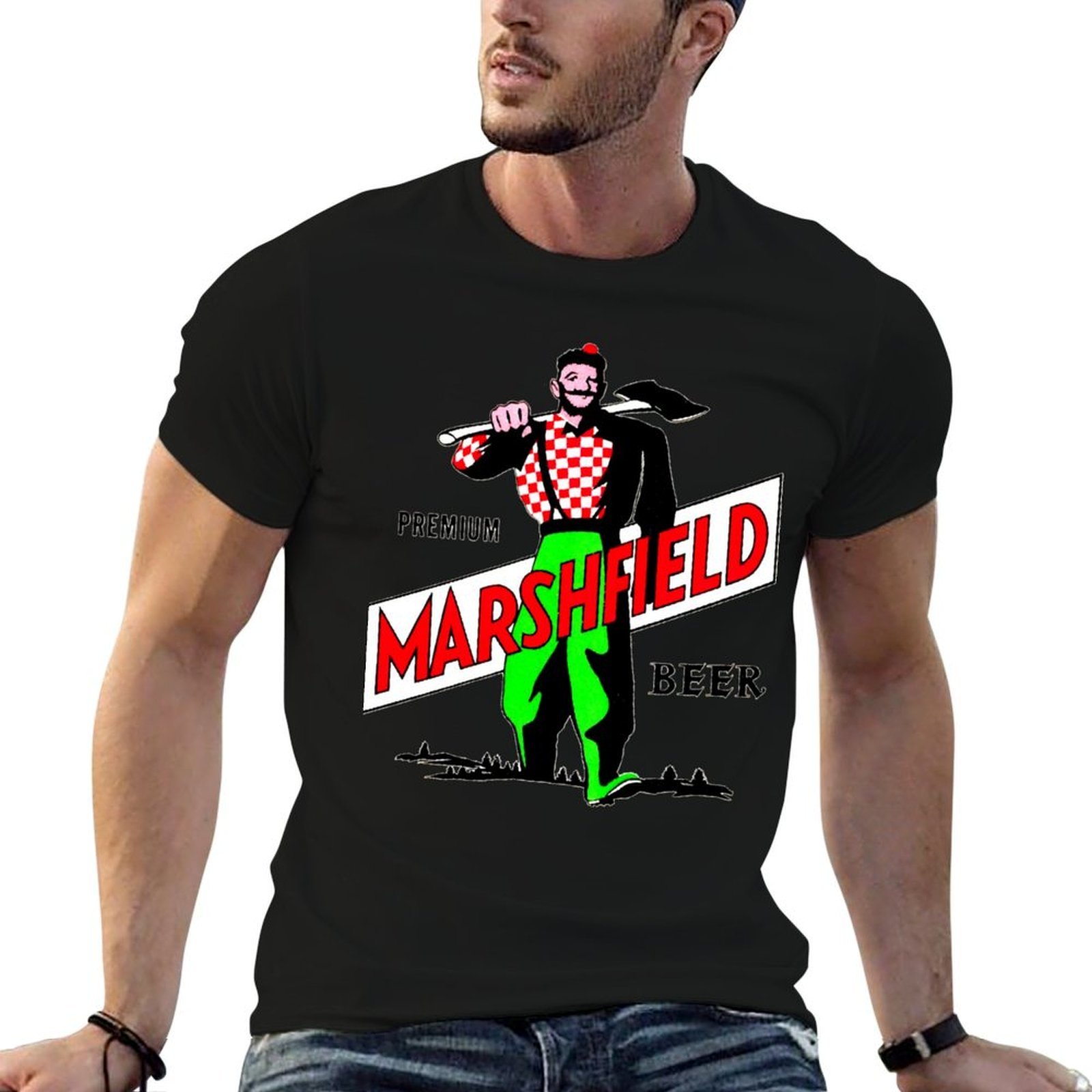 1950S Fashion Men'S - 1950s Marshfield Premium Beer logo T-Shirt
