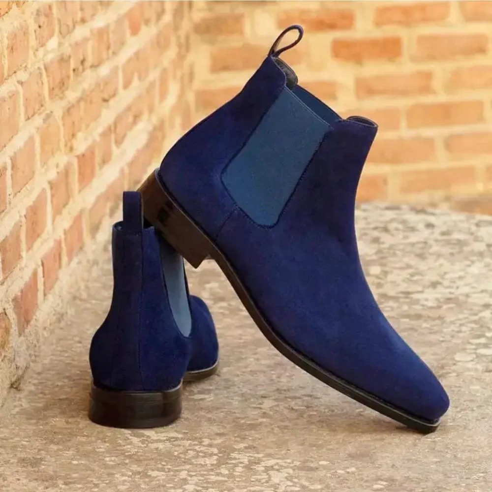 Mens Fashion Modern - Chelsea Boots Men Blue Faux Suede