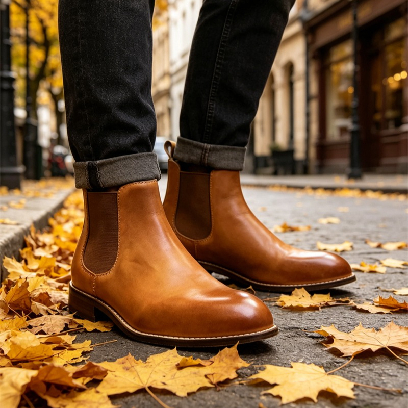 Chelsea Boots Men - Vintage Handmade Men Work Shoes Premium