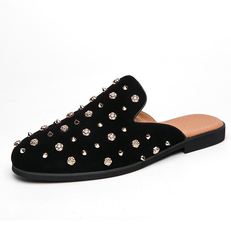Suede Loafers Men - Men's Summer Backless Leather Loafers Half