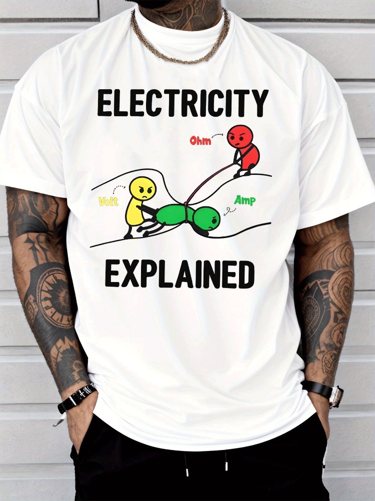 Men'S Fashion Explained - Mens Summer Cotton Tee Funny Electricity