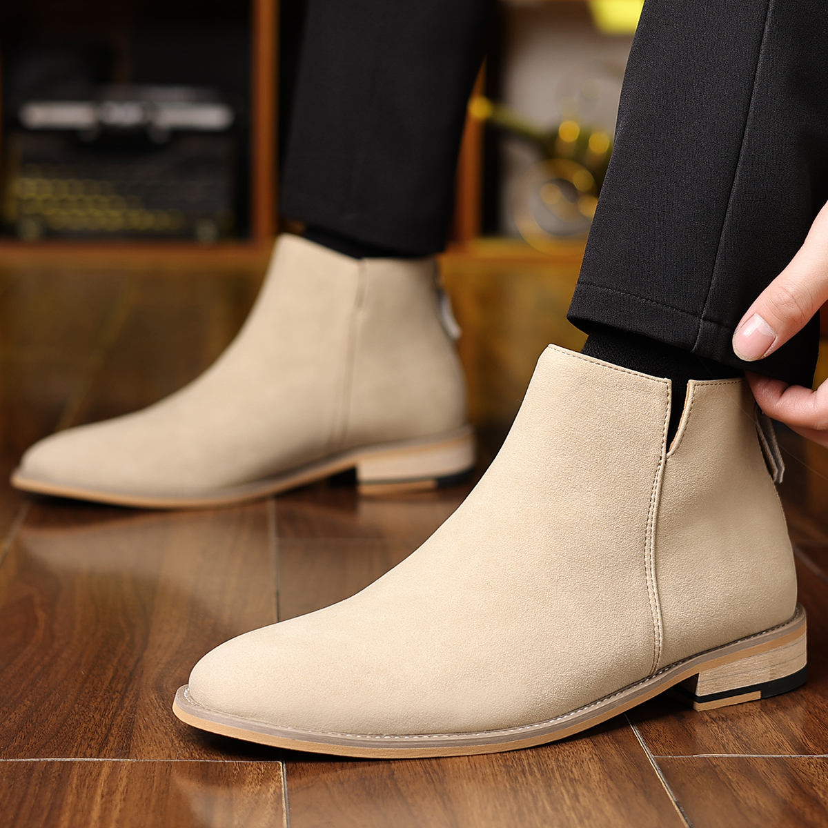 Chelsea Boots Men - Spring Autumn High-Top Leather Shoes Men's