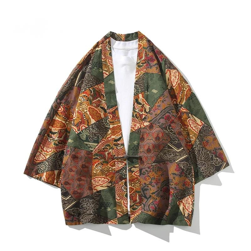 Mens Fashion Jumpers - Ethnic Style Print Yukata Men Women
