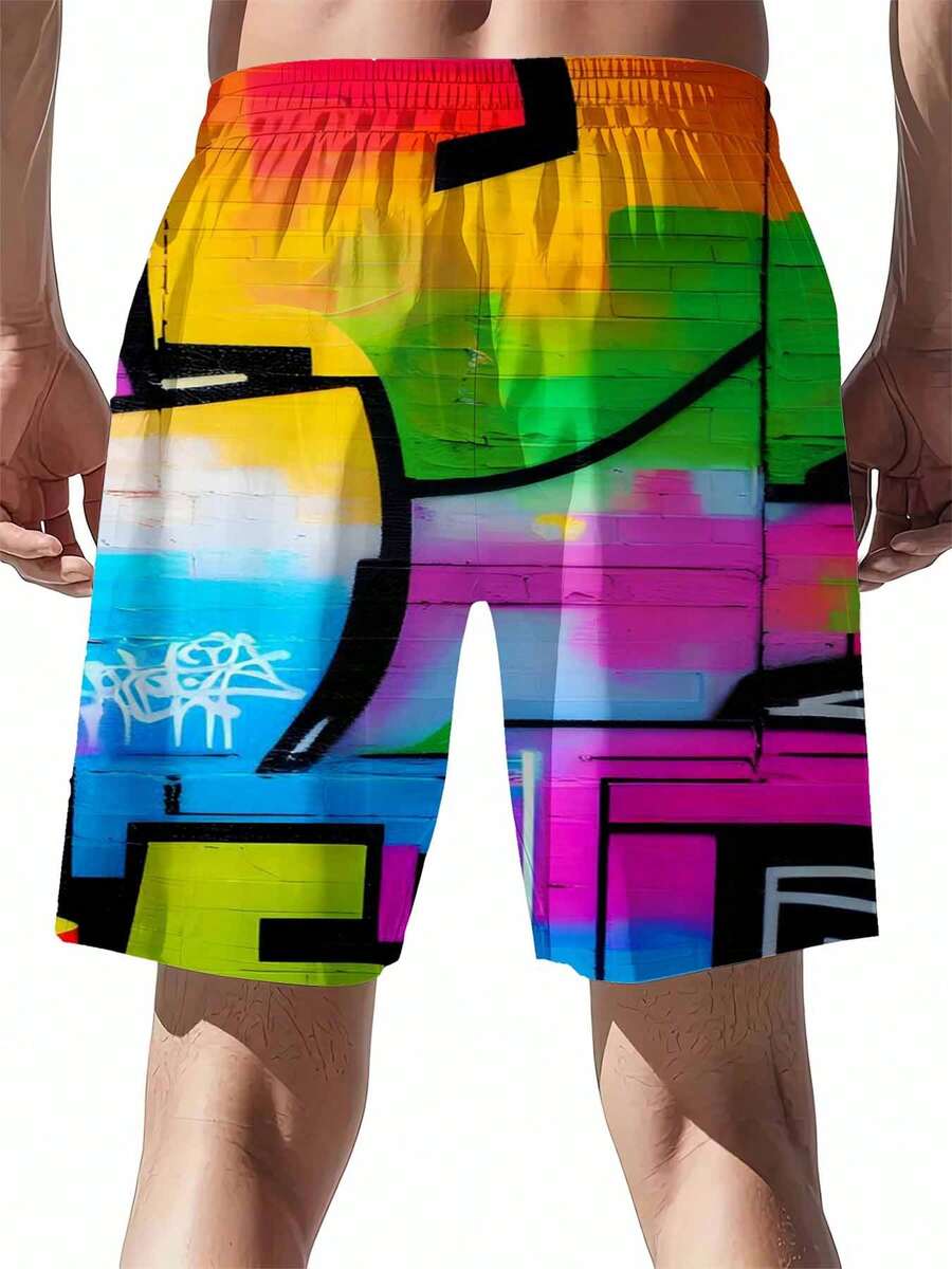 Mens Rainbow Graffiti Print Sw – обзор и цена Swim Trunk Shorts