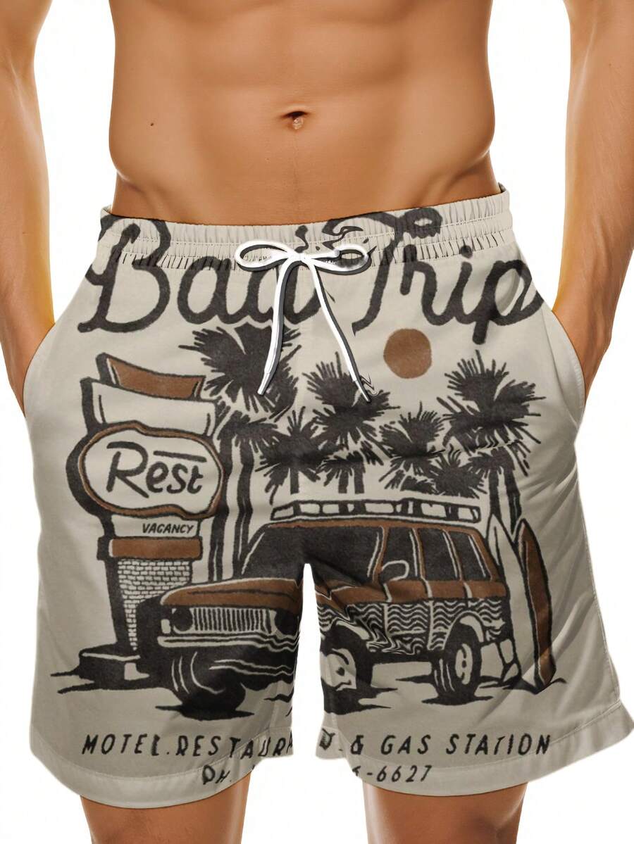 Mens Beach Trip Print Board Sh – обзор и цена Swim Trunk Shorts
