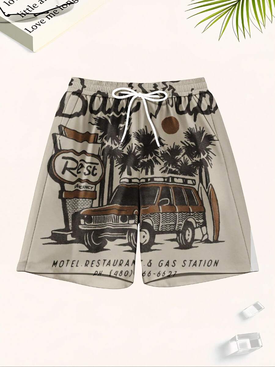 Mens Beach Trip Print Board Sh – обзор и цена Swim Trunk Shorts