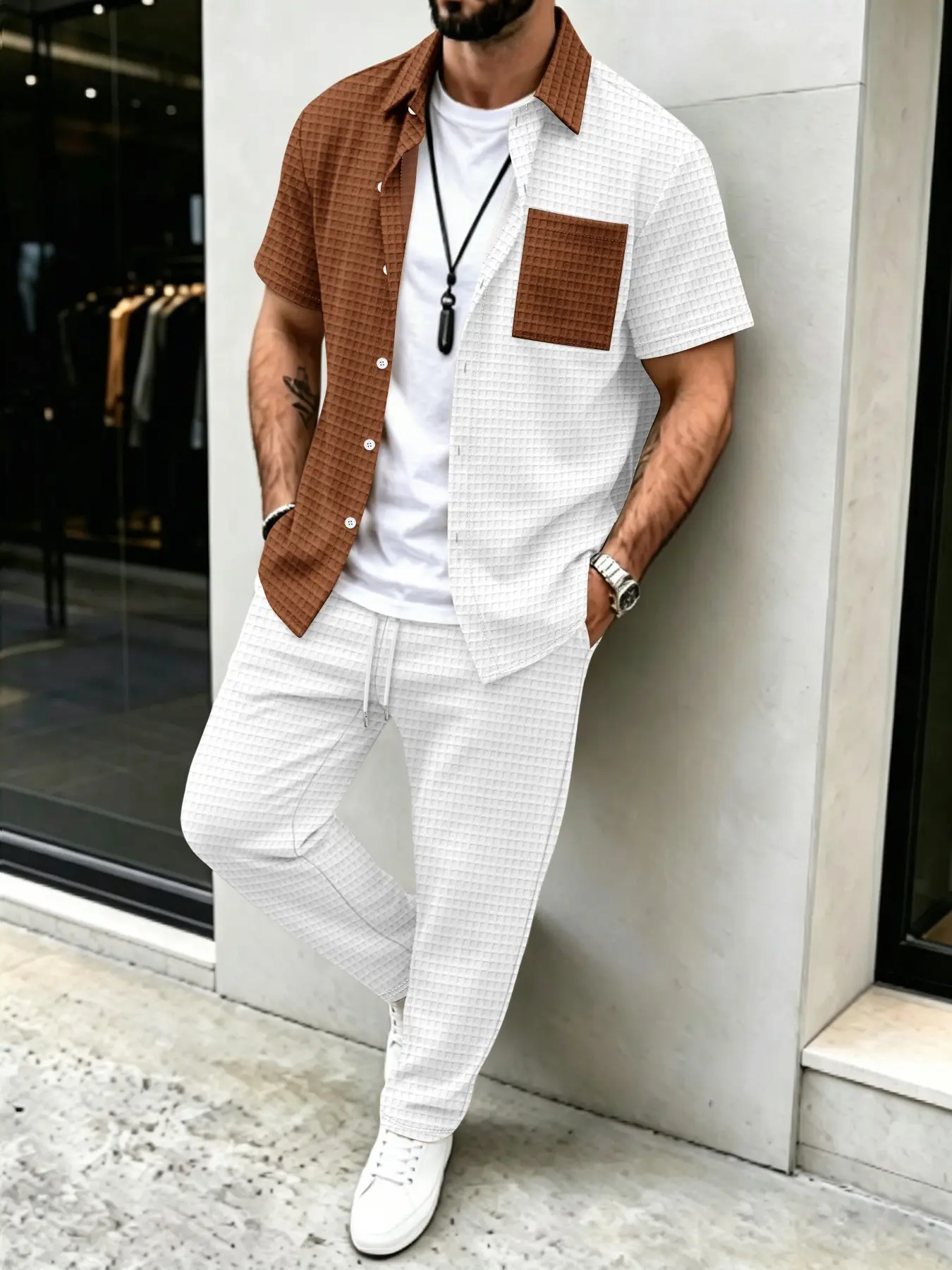 Men's Solid Waffle Pattern Cas – обзор и цена Men'S Fashion Pants