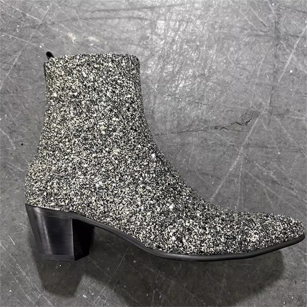 Silver Bling Bling Pointed Toe – обзор и цена Chelsea Boots Men