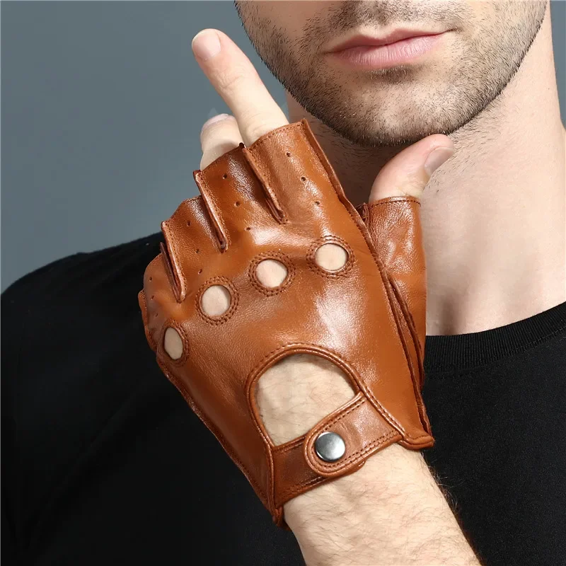Men Vintage Leather Fingerless – обзор и цена Driving Gloves Leather