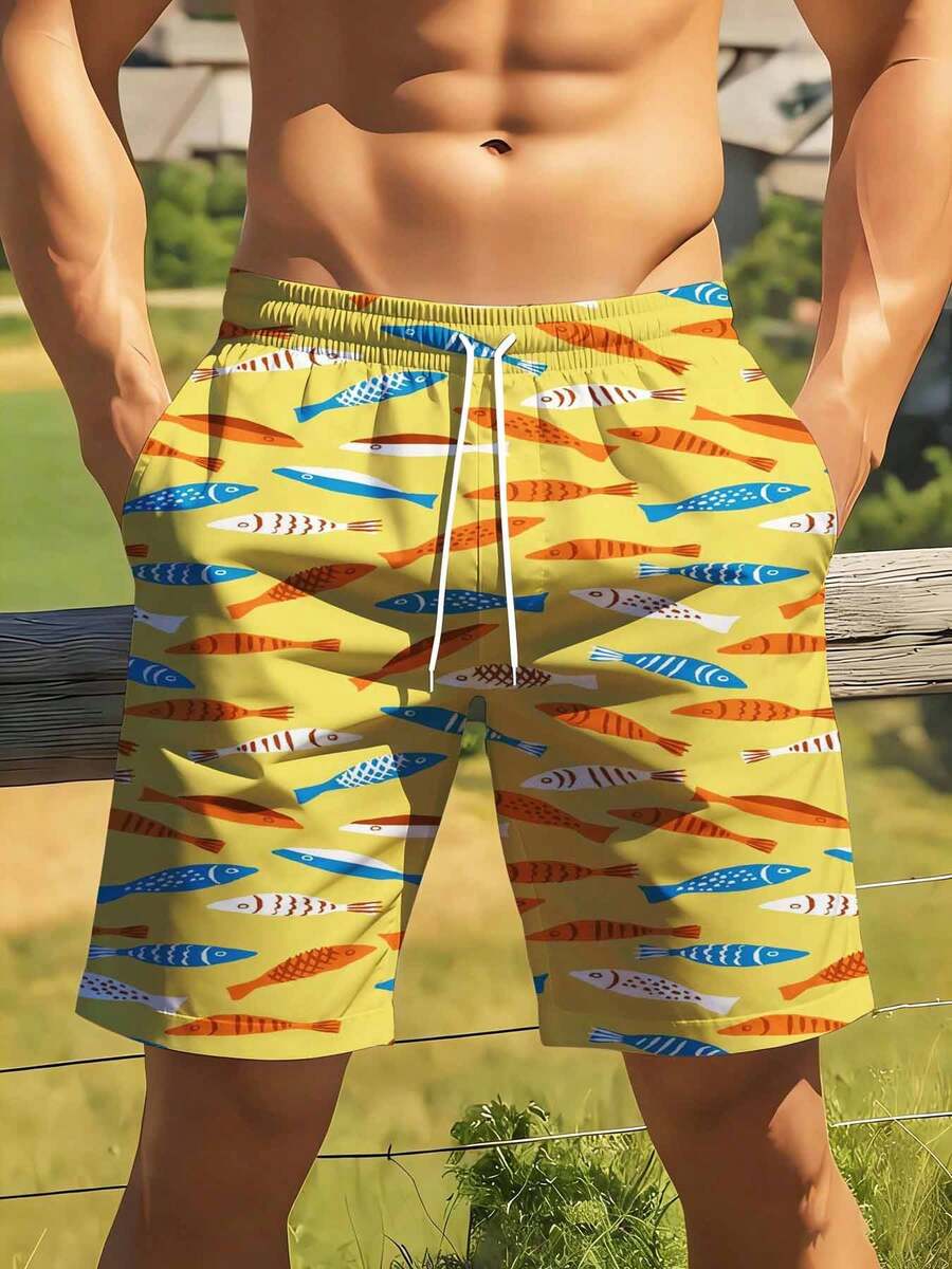Colorful Fish Pattern Swim Tru – обзор и цена Swim Trunk Shorts