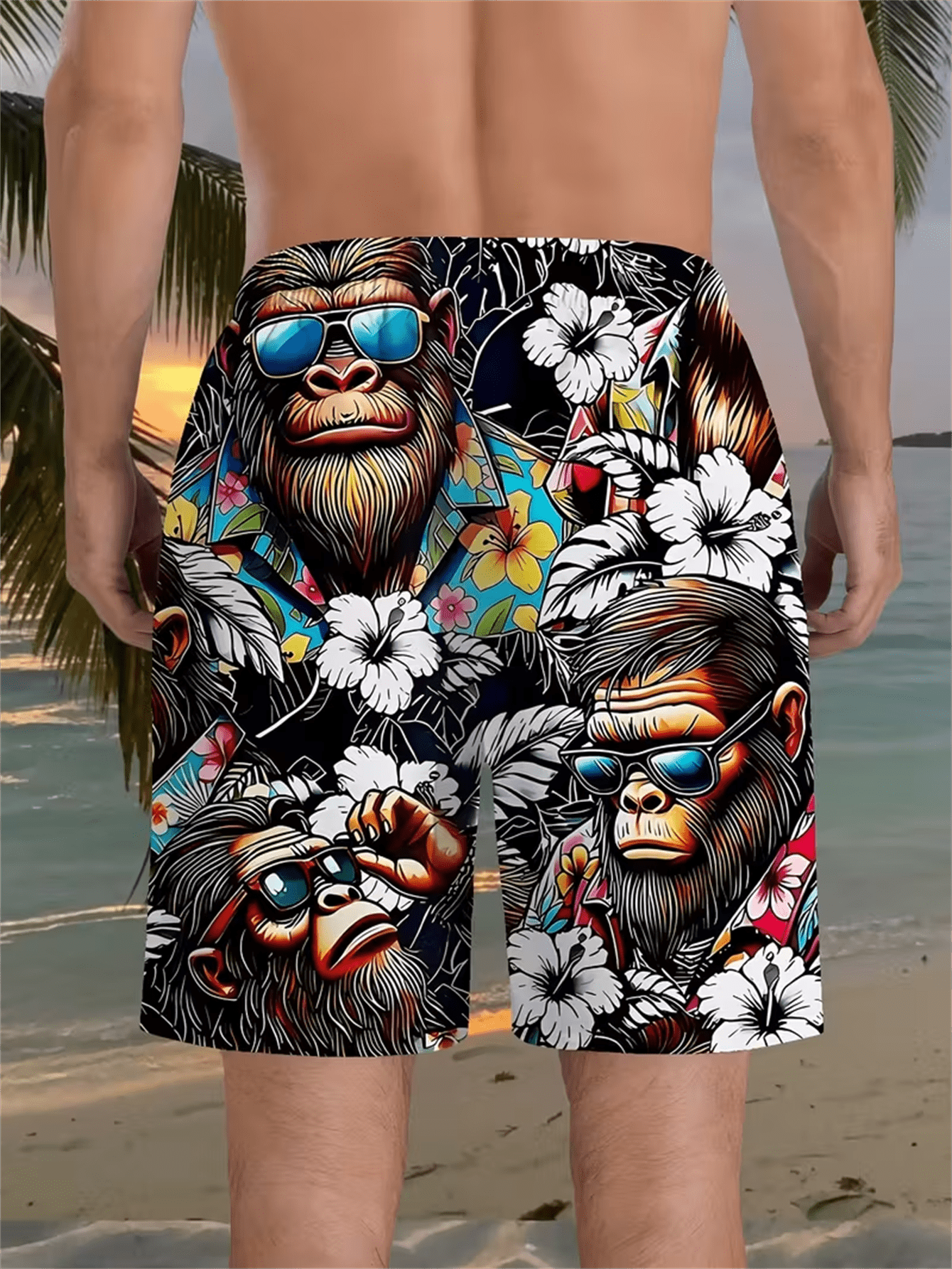 Men's 3D Gorilla Print Beach S – обзор и цена Swim Trunk Shorts