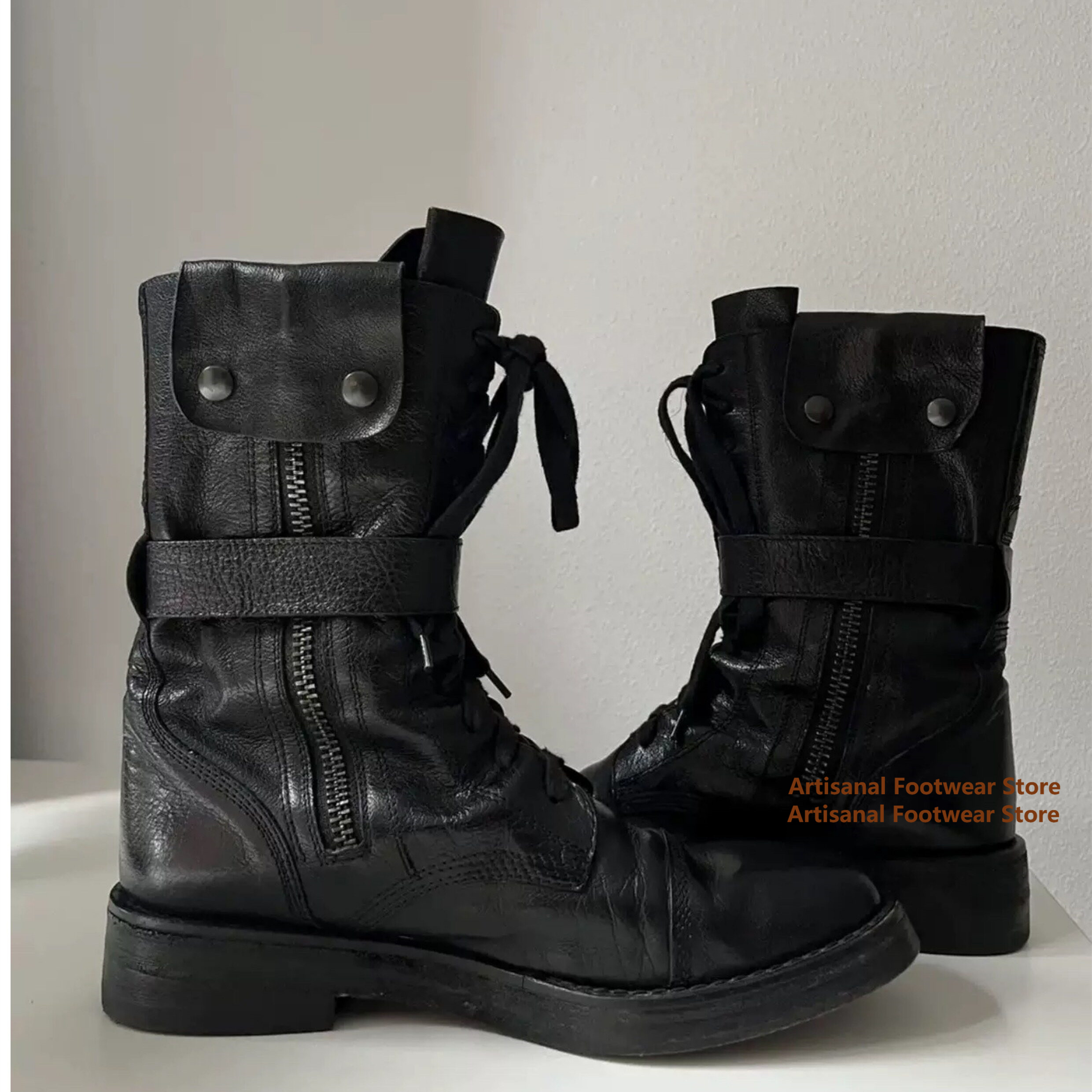 Black Leather Mid-Calf Men's B – обзор и цена Chelsea Boots Men