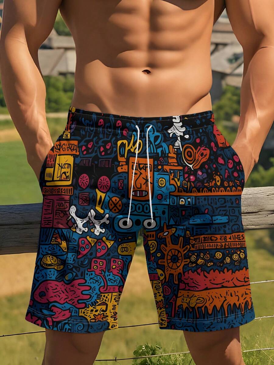 Mens Beach Shorts 3D Digital P – обзор и цена Swim Trunk Shorts