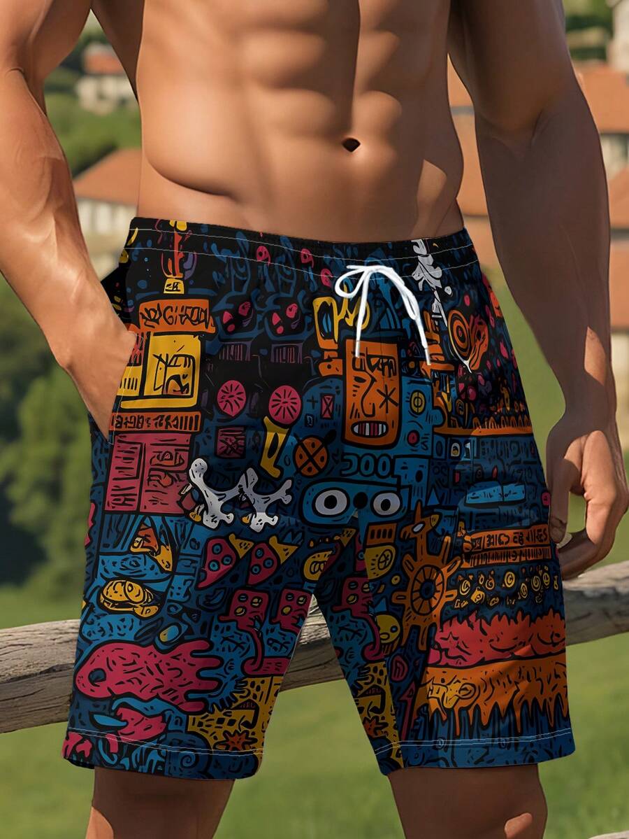 Mens Beach Shorts 3D Digital P – обзор и цена Swim Trunk Shorts