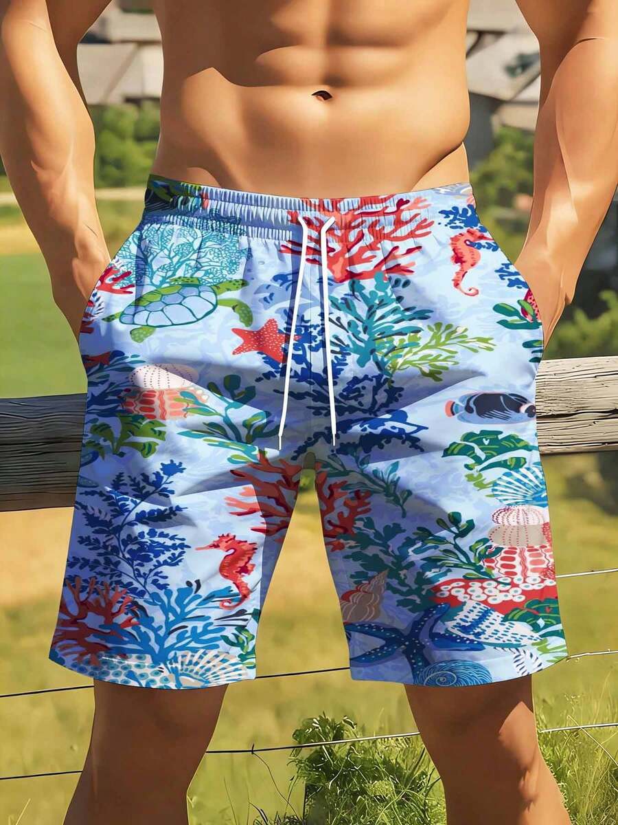 Mens Ocean Life Print Swim Tru – обзор и цена Swim Trunk Shorts