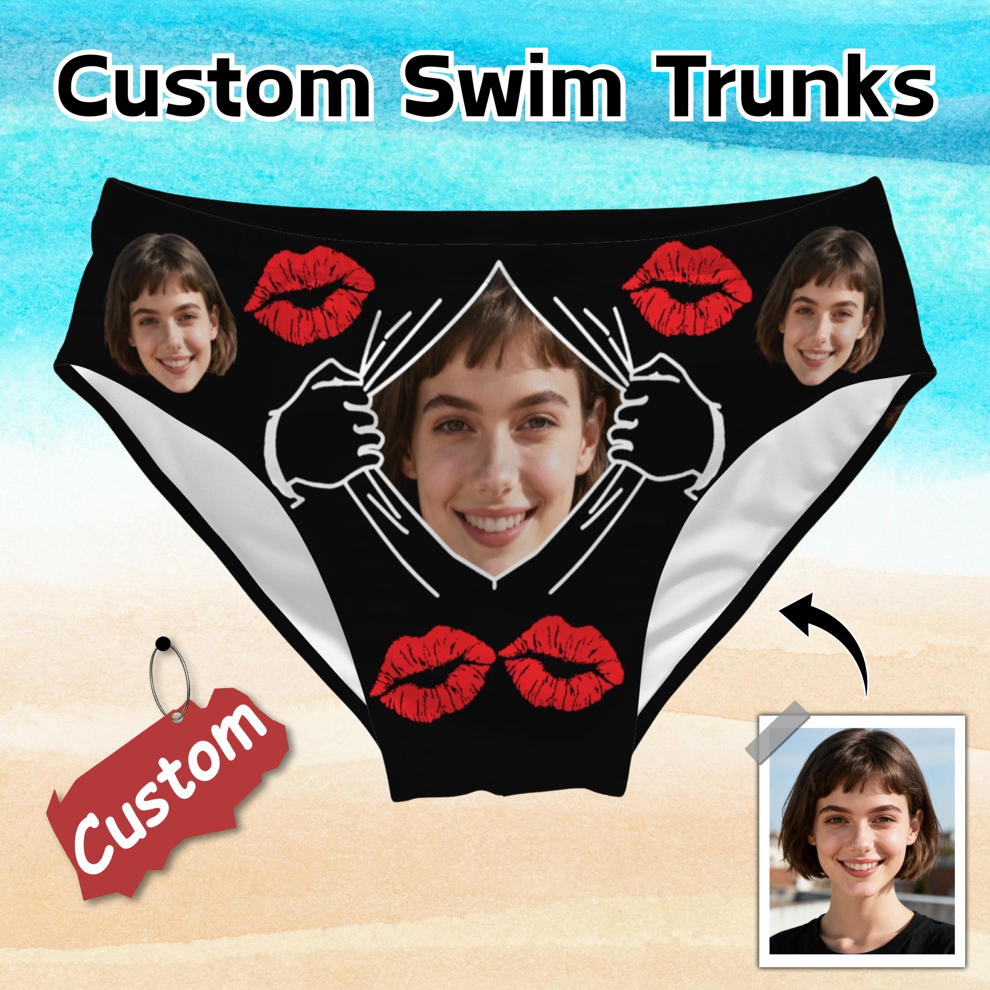 Custom Men's Face Swimming Tru – обзор и цена Swim Trunk Shorts
