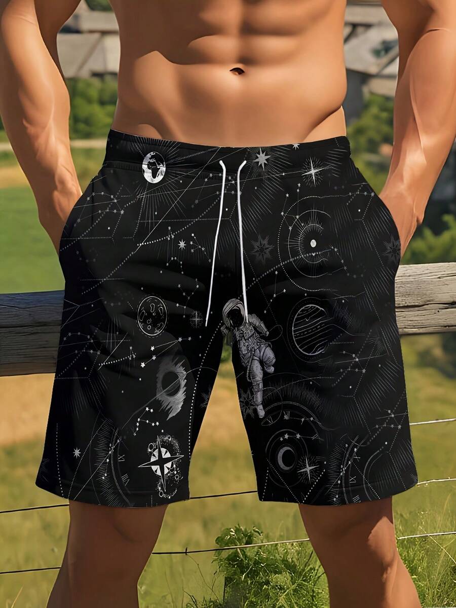 Mens 3D Space Astronaut Print  – обзор и цена Swim Trunk Shorts