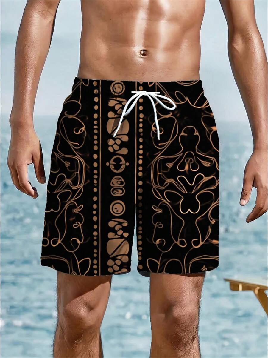 Mens Abstract Geometric Print  – обзор и цена Swim Trunk Shorts
