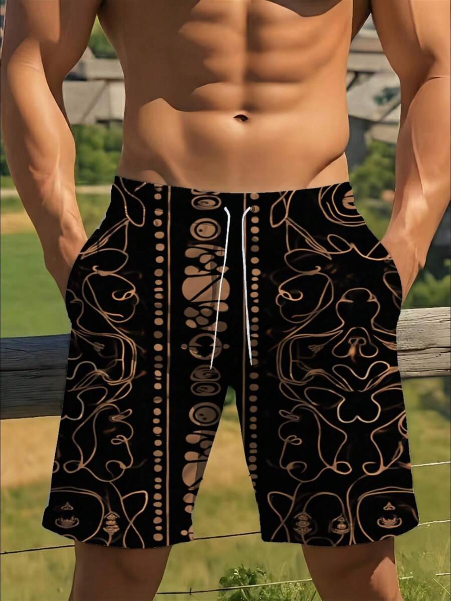 Mens Abstract Geometric Print  – обзор и цена Swim Trunk Shorts