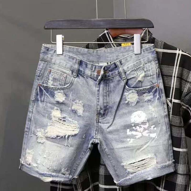 Summer Men's Worn Bead Hole Be – обзор и цена Men'S Fashion Jeans